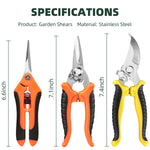 Load image into Gallery viewer, 3-Pack Garden Pruning Shears Set – Stainless Steel Gardening Scissors, Clippers & Snips for Plants and Flowers