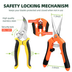 Load image into Gallery viewer, 3-Pack Garden Pruning Shears Set – Stainless Steel Gardening Scissors, Clippers &amp; Snips for Plants and Flowers
