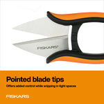 Load image into Gallery viewer, Fiskars Herb Garden Scissors, 5&quot; Garden Shears, Handheld Herb Snips with Sheath and SoftGrip Handle, Dishwasher Safe

